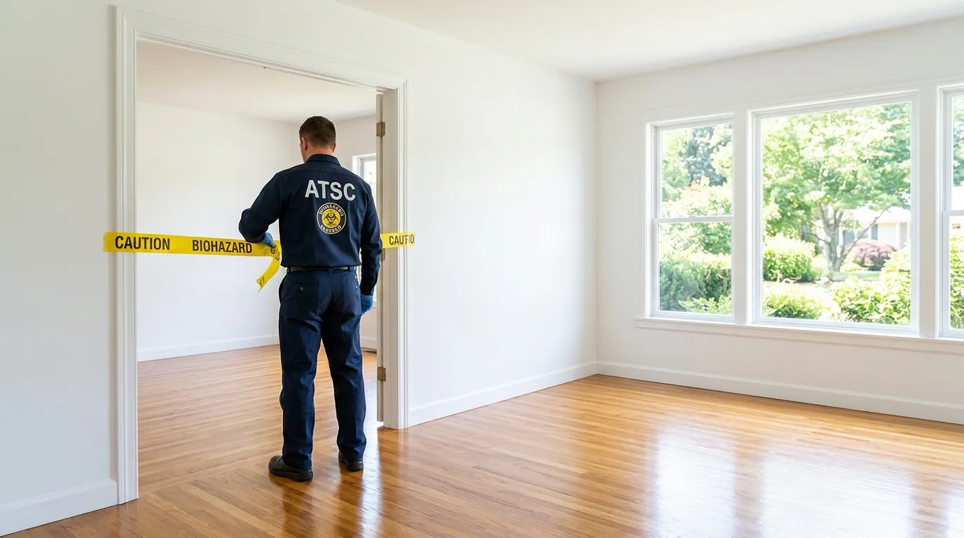 Certified biohazard cleanup crew performing Decomposition Cleanup in Greencastle